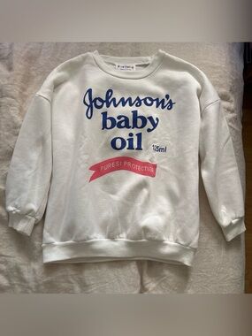 Free Valley White Johnson’s Baby Oil Crew Neck